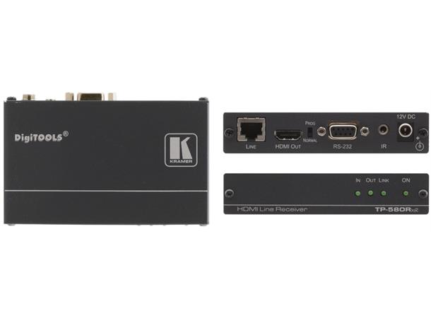 Kramer Extender HDMI Ser IR Rx UHD 4K60 10GBps 1xHDBaseT Max 130 m Power 12V 